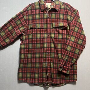 L.L. Bean flannel long sleeve Men's Medium red Plaid Button Up